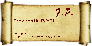 Ferencsik Pál névjegykártya
